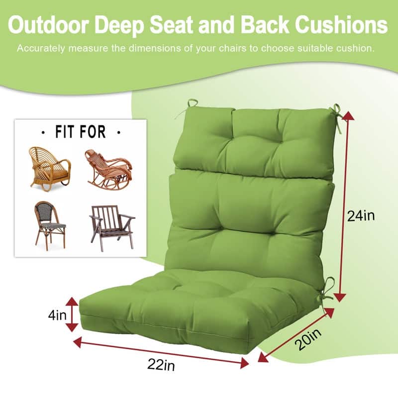 2 Pcs Set High Back Patio Chair Cushions, 44'' x 22''x 4''Tufted Rocking Chair Cushions, for Garden Porch Home Office Chair Use