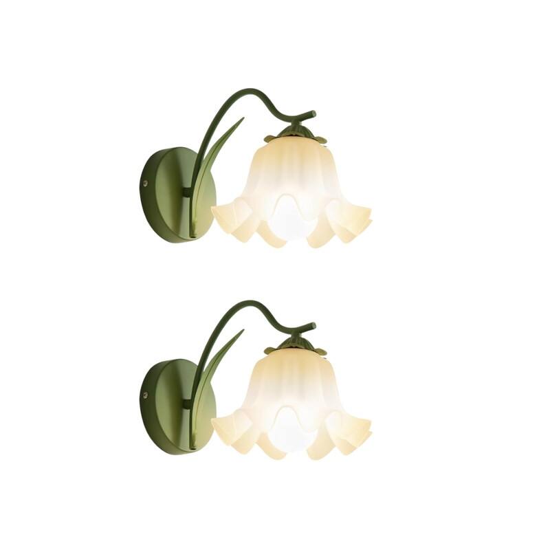 2 Pack light bulbs green light fixtures metal wall sconce
