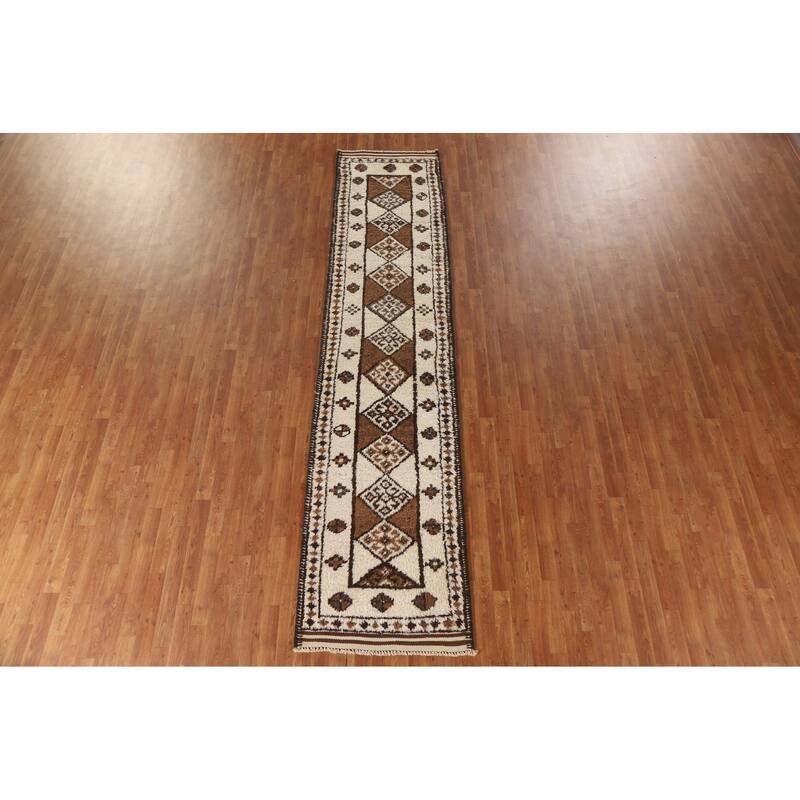 Anatolian Beige Oriental Runner Rug Handmade Wool Carpet - 2'8"x 12'4"