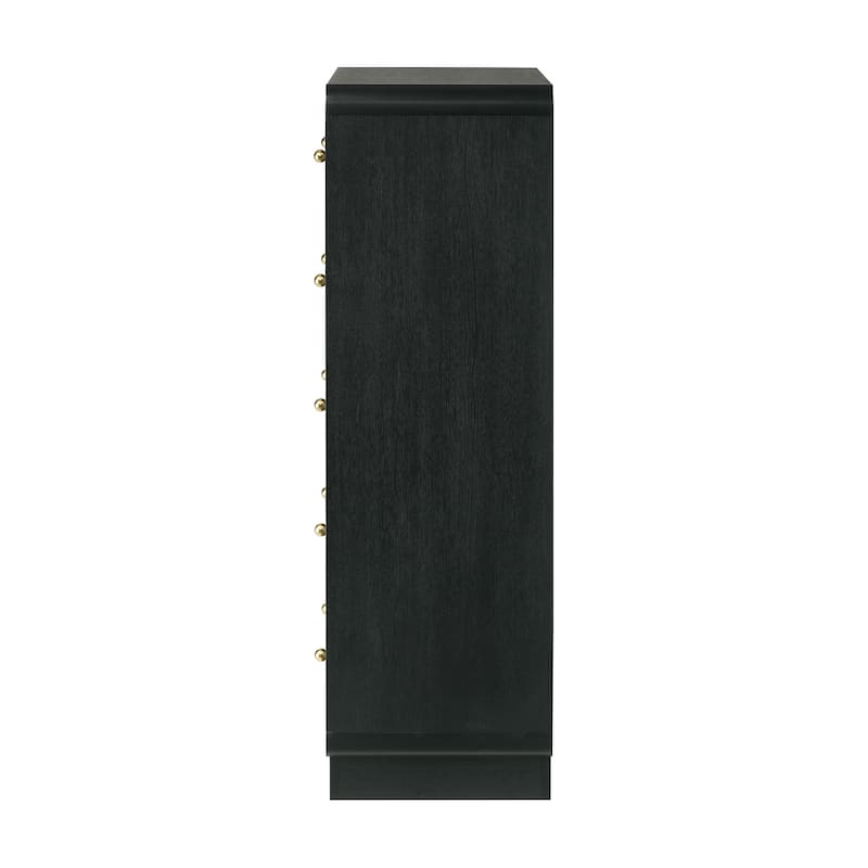 5 Drawers Wooden Chest with Petite Ball Knobs in Black