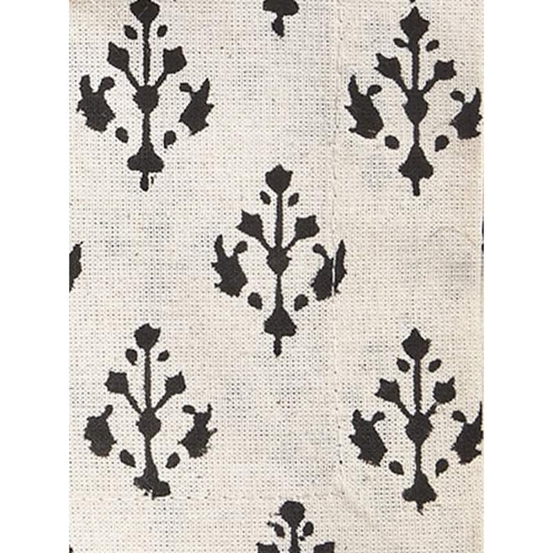 Emma Black Blockprint on Beige Cream Background Cotton Machine Washable Napkin Set of 4 - 20 x 20
