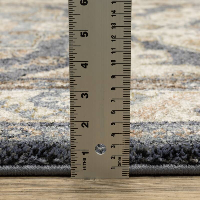 ROW Gemma Triple Medallion Traditional Blue/Rust Area Rug