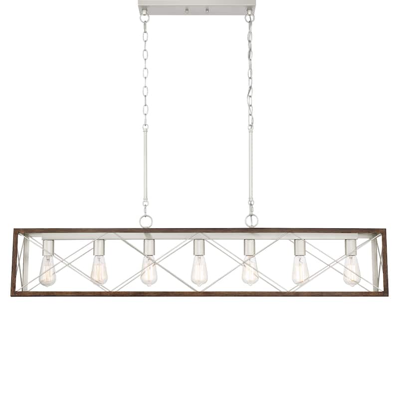 Acroma 7-light Farmhouse Linear Chandelier Rectangle Dining Lights - 48'' W x 7.78'' D x 11'' H
