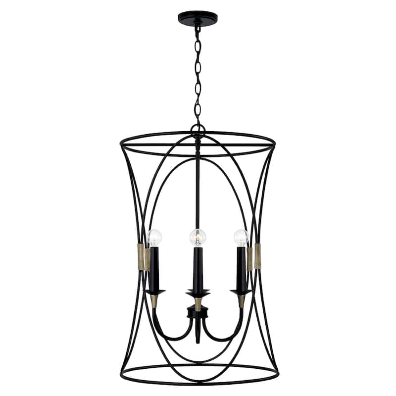 Amara 4-light Matte Black/ Brass Foyer Pendant