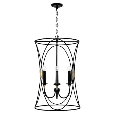 Amara 4-light Matte Black/ Brass Foyer Pendant