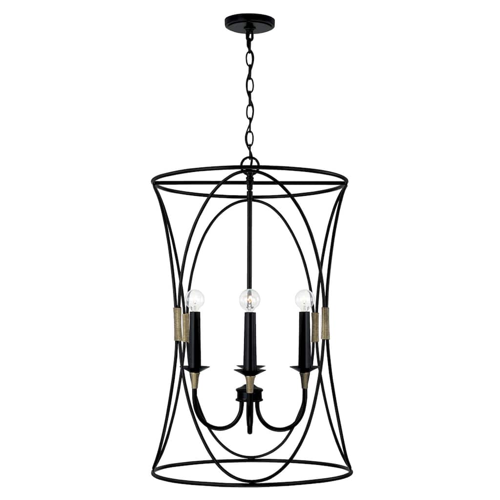 Amara 4-light Matte Black/ Brass Foyer Pendant