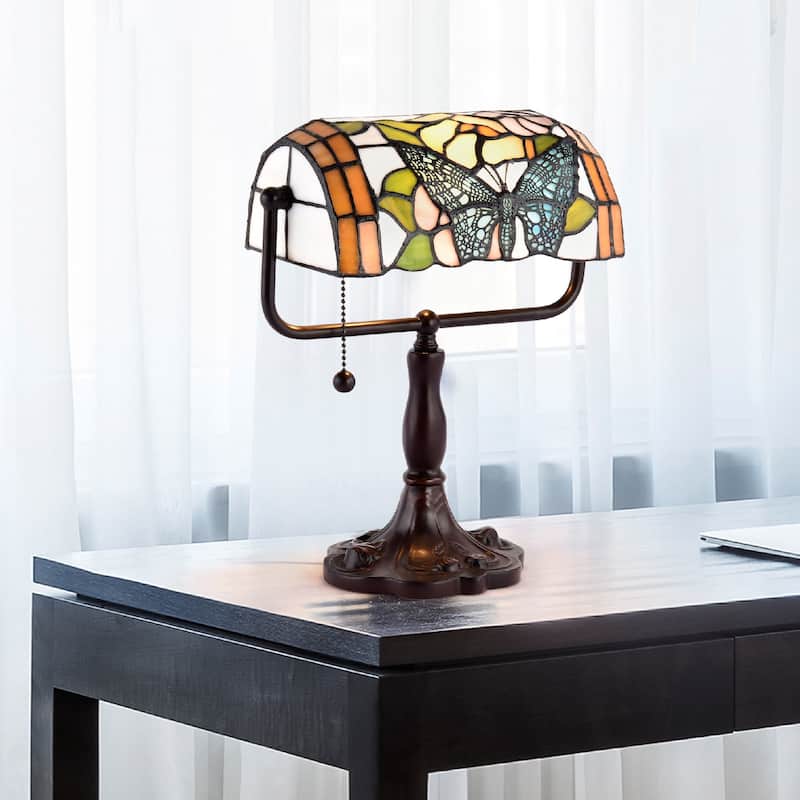 Tiffany Style Banker Butterfly Desk Lamp