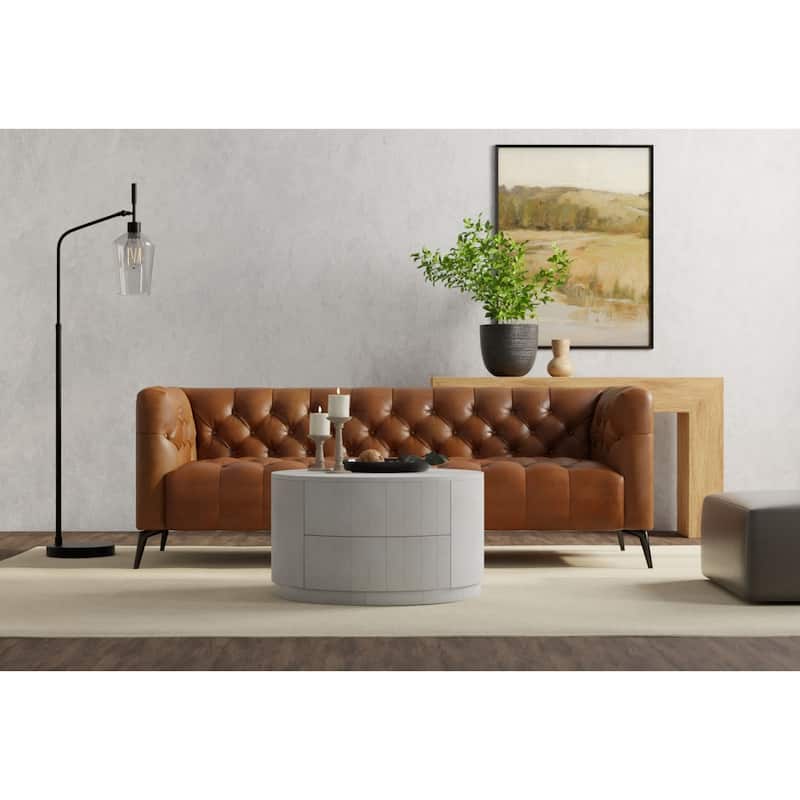 Round Coffee Table with Storage Drawers - 30" - White