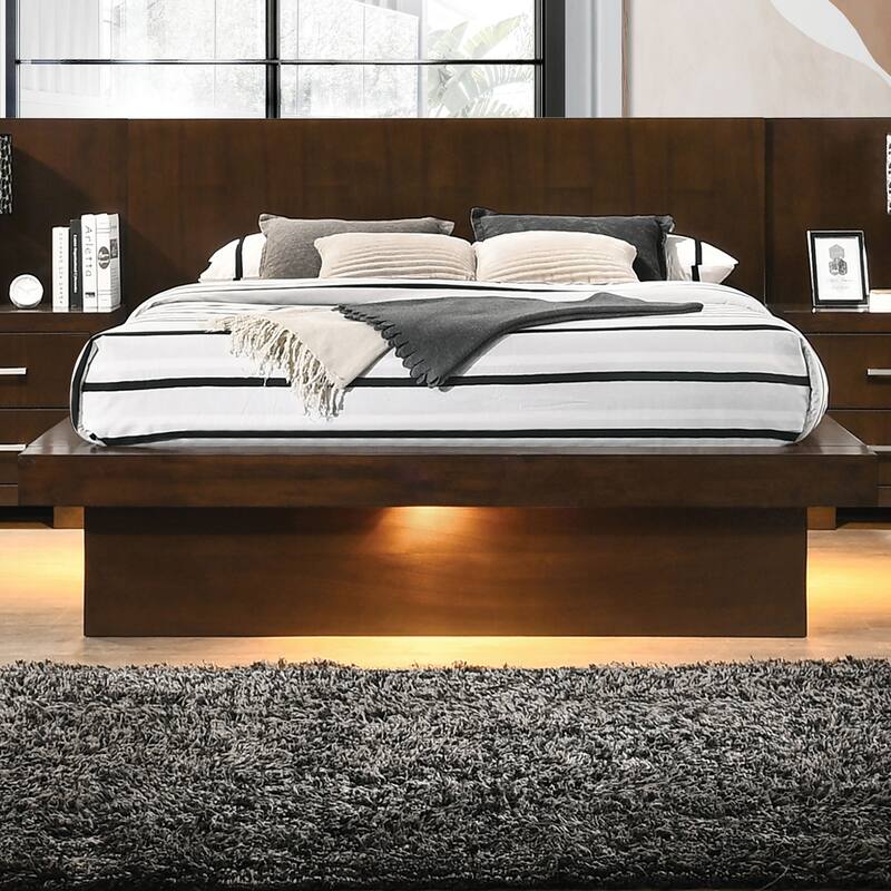 Jessica Contemporary Wood LED Platform Bed