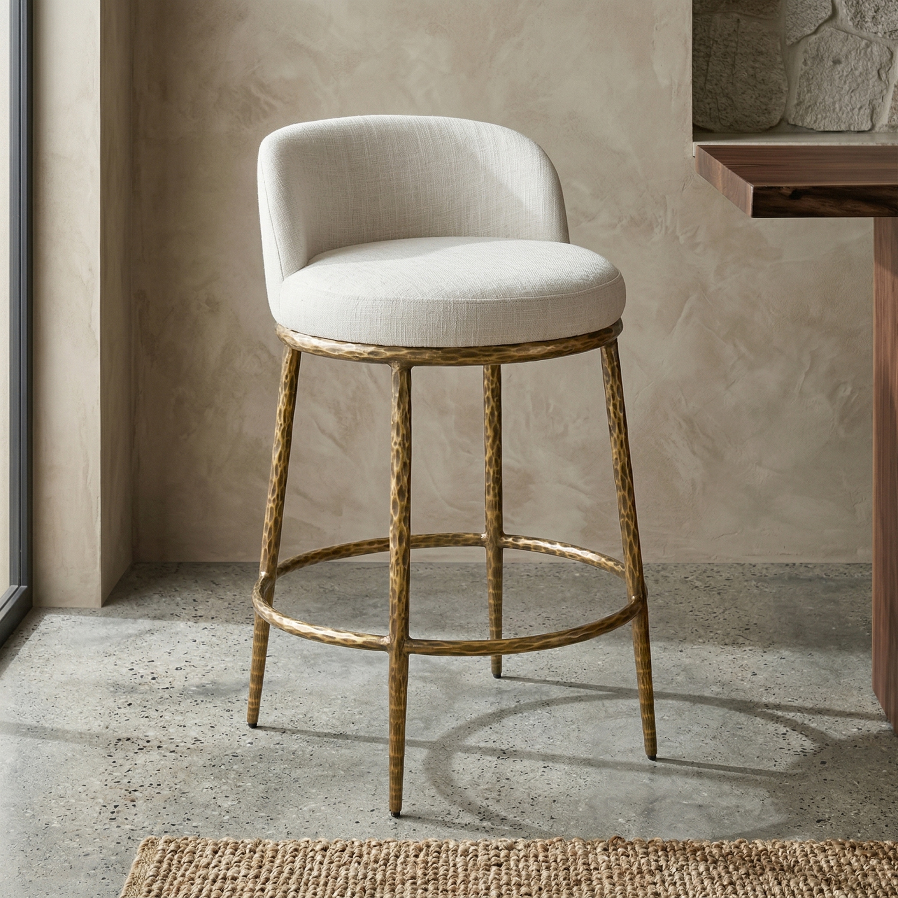 247 Shop At Home Lalia Modern Hammered Metal Lowback Counter Height Dining Chair