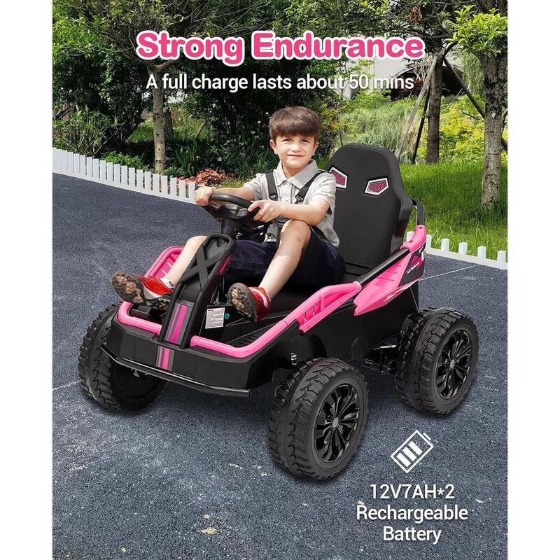 24V Kids Electric Car with Parent Control, 200W 4x4 Ride On Toy for Big Kids,4 Wheeler ATV