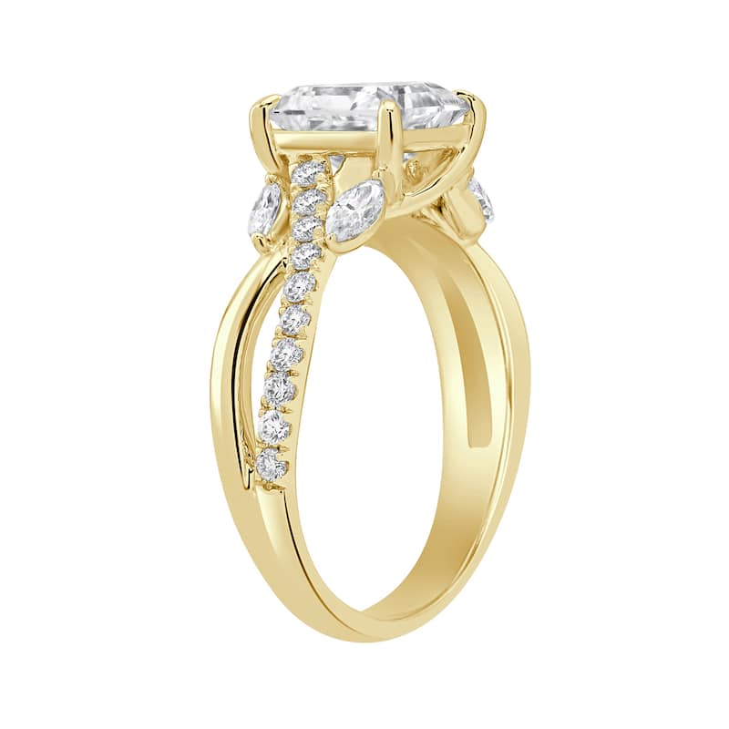 Auriya 14k Gold 5 3/5ctw Princess Lab grown Twisted-Shank Diamond Engagement Ring (E-F VS)