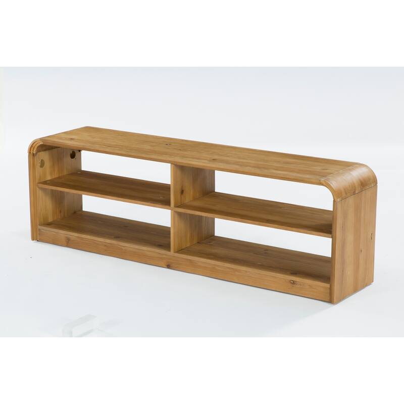 Solid Wood TV Stand, 63'' Long TV Console Table with Storage - Brown