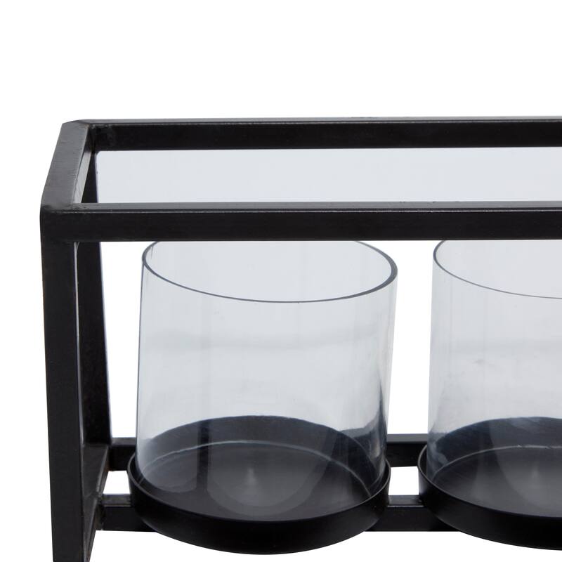 Black Metal 5 Glass Sleeve Candelabra