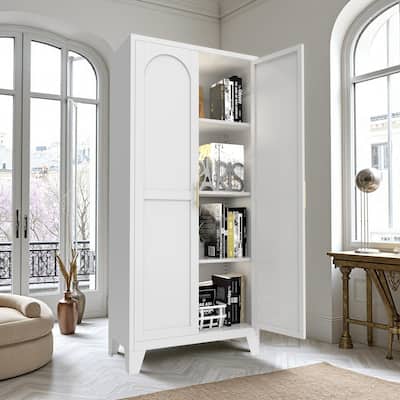 2 Shapely Doors Buffet Sideboard Accent Cabinet, Storage Cabinet with Doors and Adjustable Shelves