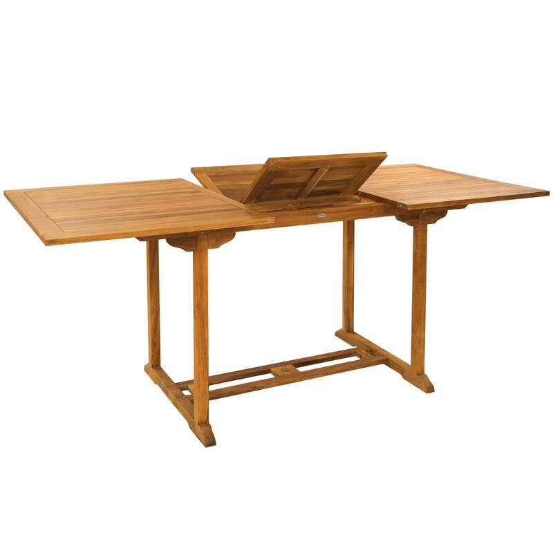 Chic Teak Elzas Rectangular Teak Wood Outdoor Extension Bar Table, 71 to 95 inch (Table Only)