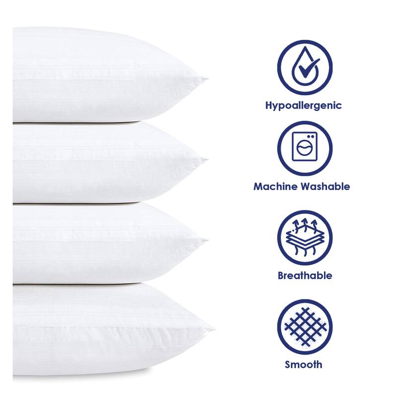 2-Pack Hypoallergenic Down-Alternative, Bed Pillows - Queen - Set of 4