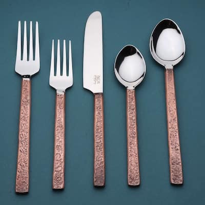 INOX Urban Chiseled Antique Copper Flatware 5 Pcs. Set