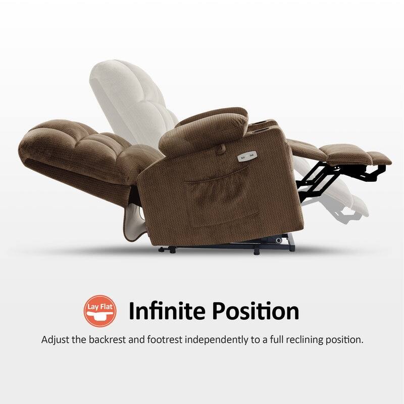 MCombo Dual Motor Power Lift Recliner Chair for Elderly, Massage and Heat, Fabric 7680