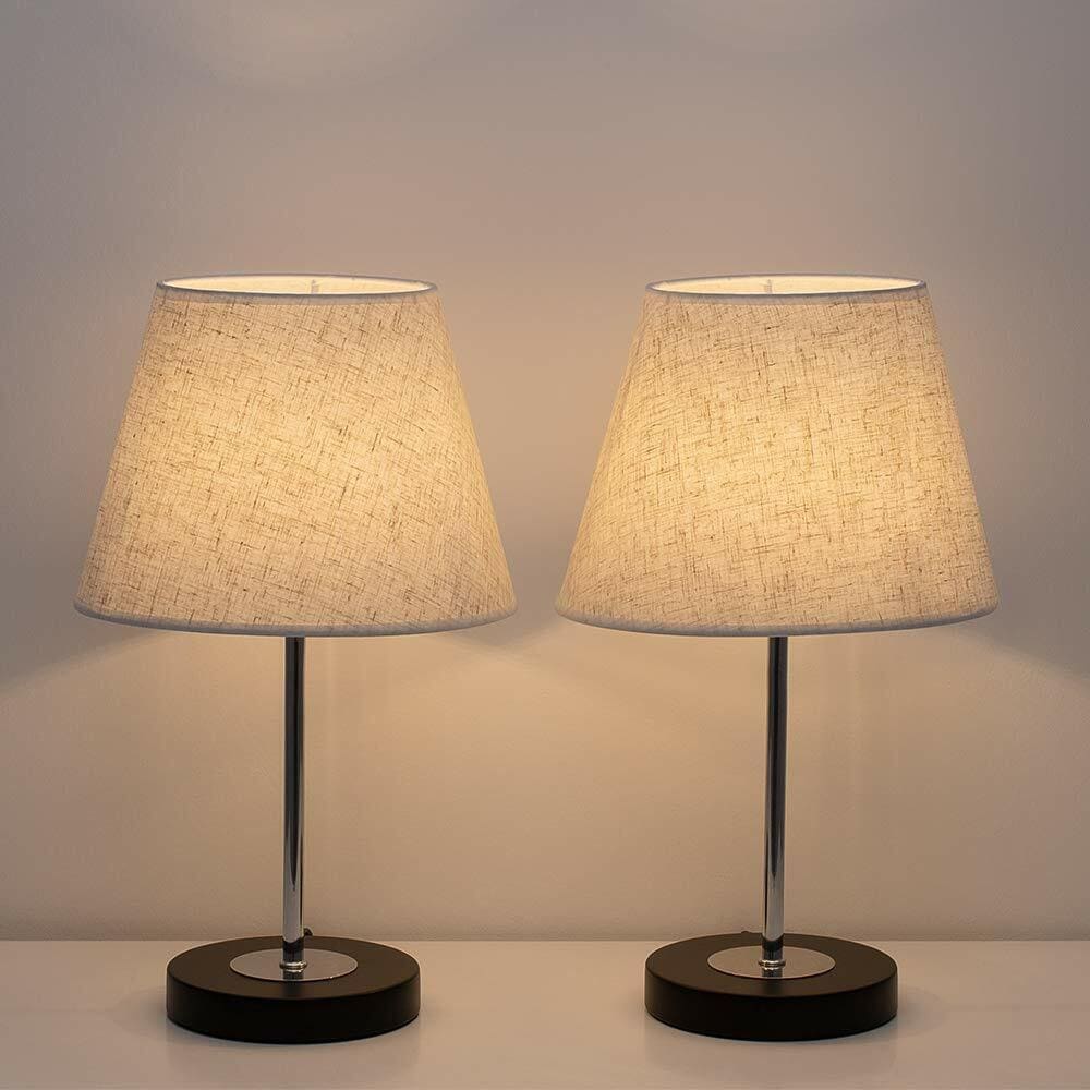 Haitral bedside table lamps small nightstand lamps set of 2 with fabric shade bedside desk lamps for bedroom shop