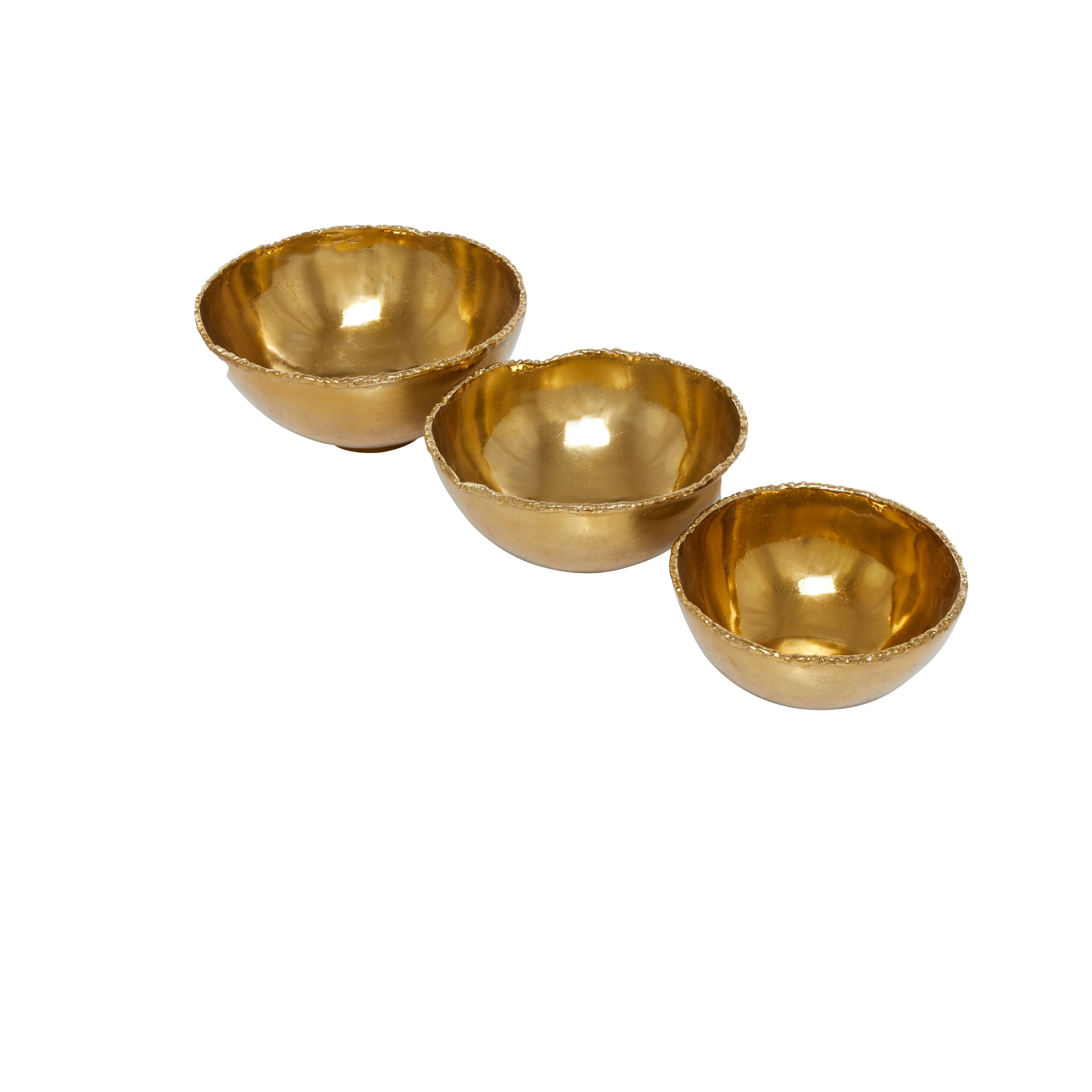 Gold Aluminum Metal Decorative Bowl Decorative Bowl (Set of 3) 14 x