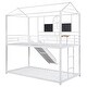 preview thumbnail 29 of 44, Modren Twin Over Twin Metal Bunk Bed House Bed With Slide,Solid Construction for Bedroom