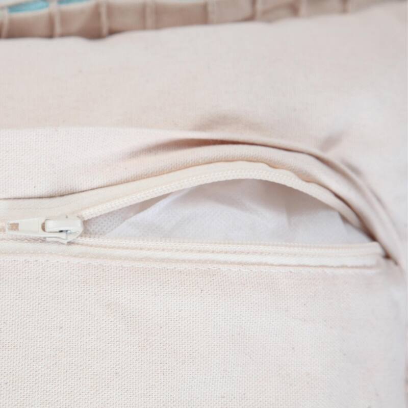 Solid Embroidered Edge Bordered Square Throw Pillow - 20" - Blue