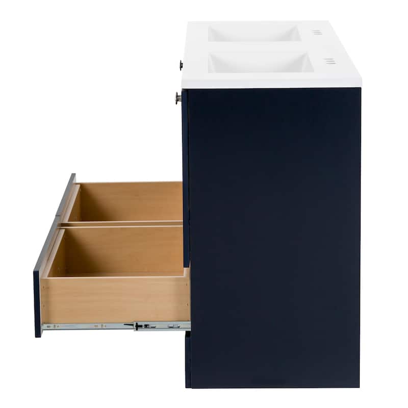 Spring Mill Cabinets Emlyn 60.5" Double Bathroom Vanity With Drawers and White Sink Top
