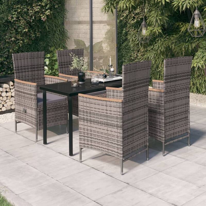 vidaXL Patio Dining Set 3/5/7 Piece Multi Colors 31.5"/55.1" Table Length - Grey 55.1" x 27.6" x 29.1" 5 Piece