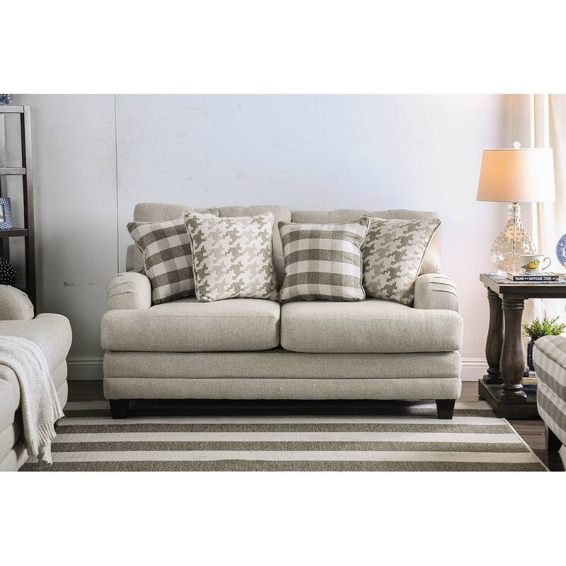 Linen-Like Fabric Love Seat in Light Gray