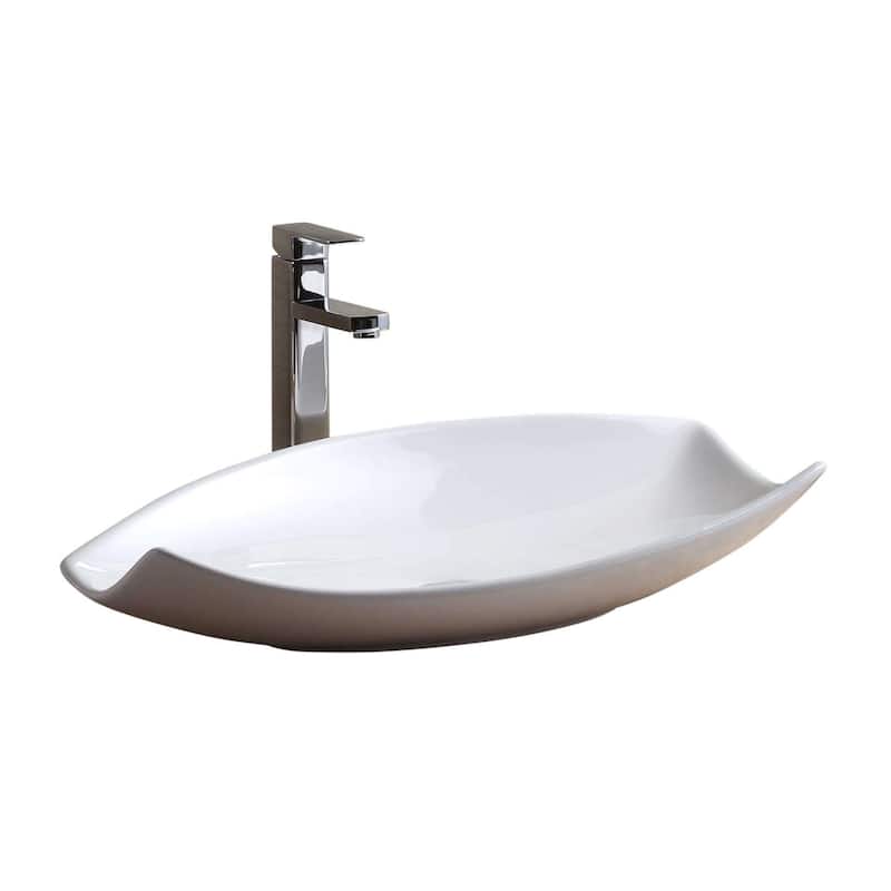 Fine Fixtures Modern White Vitreous China Irregular Vessel Bathroom Sink