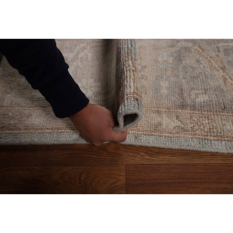 Blue Oushak Vegetable Dye Turkish Area Rug Hand-Knotted Wool Carpet - 8'2"x 10'3"