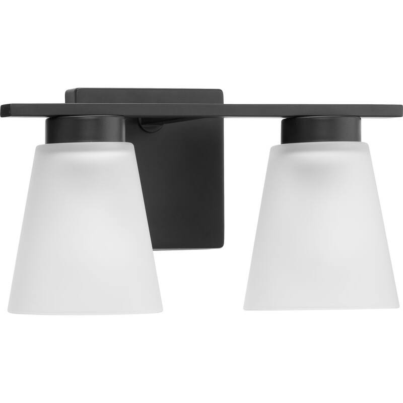Tanner Collection Two-Light Matte Black Transitional Vanity Light - 13 in x 6.5 in x 7.12 in