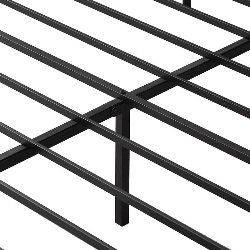 VECELO Victorian Style 14 Inch Metal Platform Bed Frame with Headboard, Heavy Duty Steel Slat Support, No Box Spring Needed