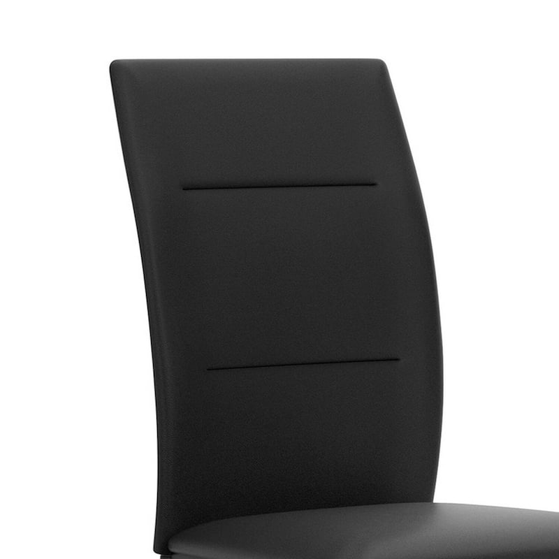Black/Black Faux Leather Upholstered Metal Frame Dining Chair, Set of 2, Sturdy Dining Chair for Dining Rooms - 15.5