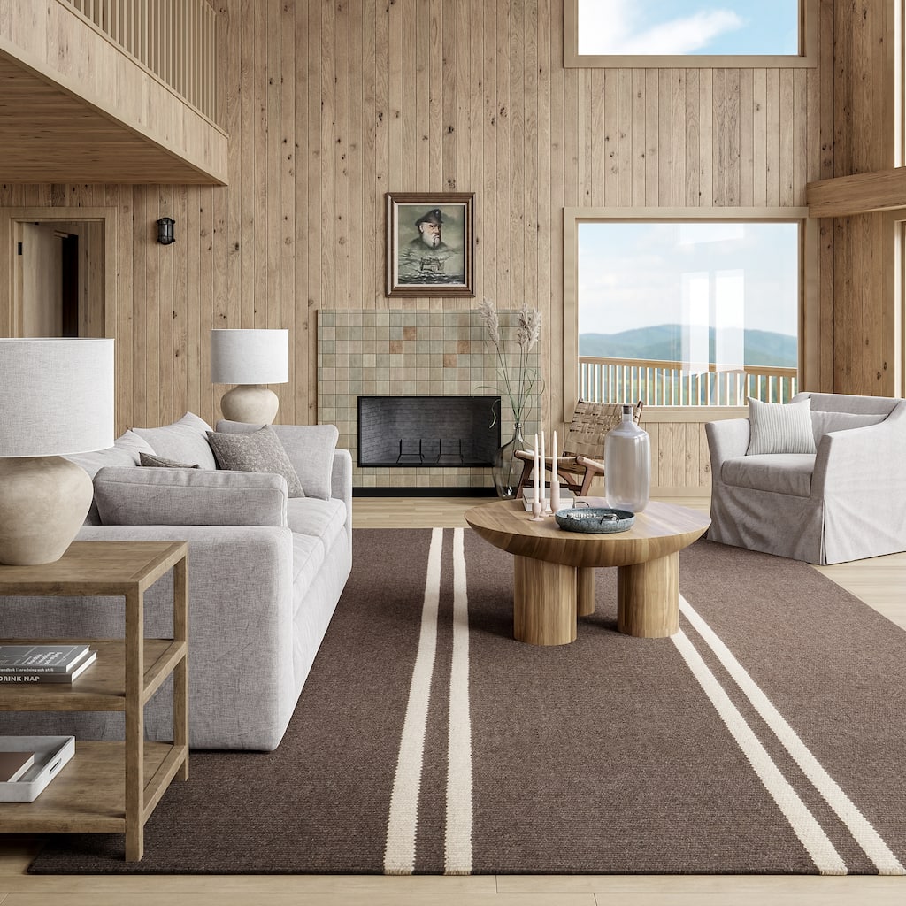 Elowen Double Striped Wool Area Rug