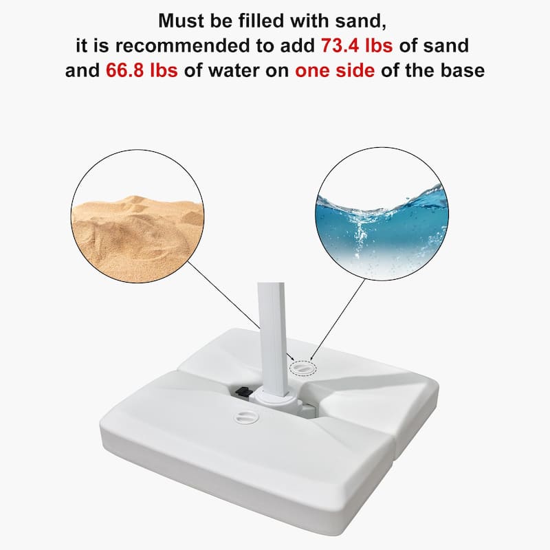 PURPLE LEAF 10 ft White Cantilever Patio Umbrella with 360 Degree Rotation With Base