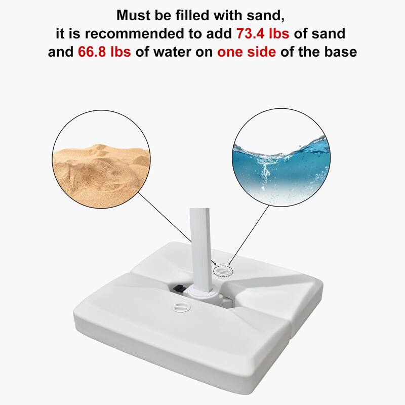 PURPLE LEAF 9 ft White Cantilever Patio Umbrella with 360 Degree Rotation With Base