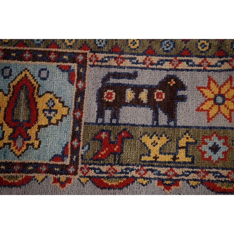 Tribal Geometric Heriz Serapi Indian Area Rug Hand-Knotted Wool Carpet - 8'11" x 11'8"