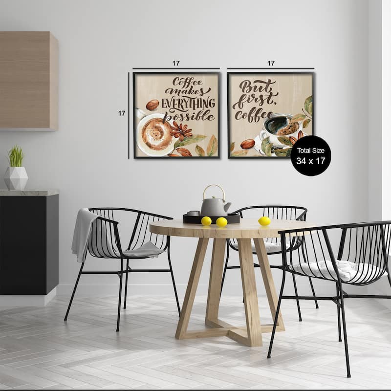 Stupell Morning Coffee Classic Phrases Framed Giclee Art Design By Kim Allen (Set of 2)