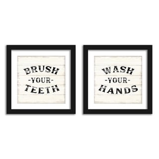 Wash Your Hands Brush Your Teeth 2 Piece Framed Print Wall Art Set