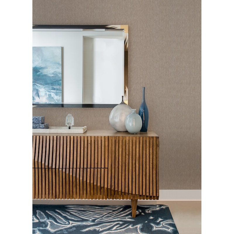 A-Street Prints Gaoyou Light Grey Paper Weave Wallpaper