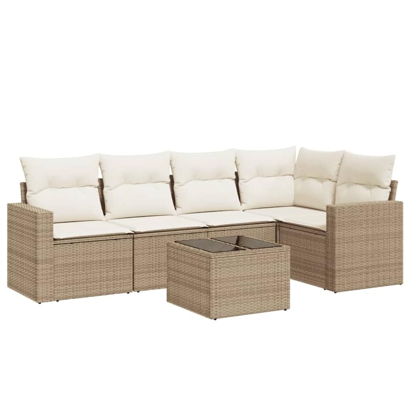 vidaXL Garden Sofa Set Beige PE rattan, powder-coated steel, tempered glass - 33.5 x 50.2 x 93.5