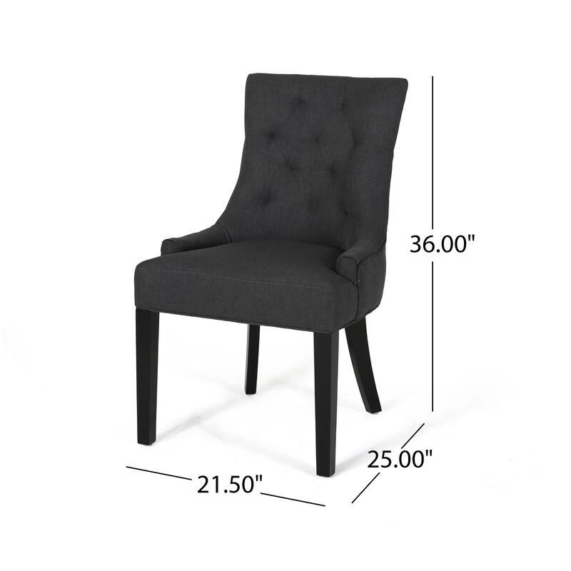 Set of 2 Fabric Upholstered Dining Chair with Tapered Legs