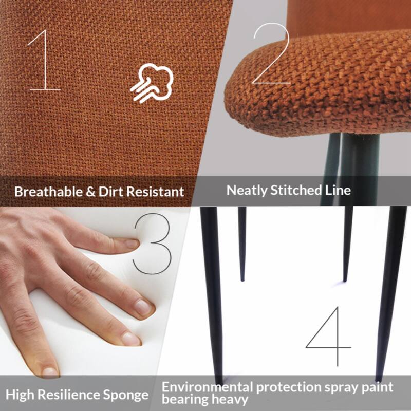 MDF Wood Colour Dining Table and Modern Dining Chairs Set of 4, Dining Room Table and Linen Chairs
