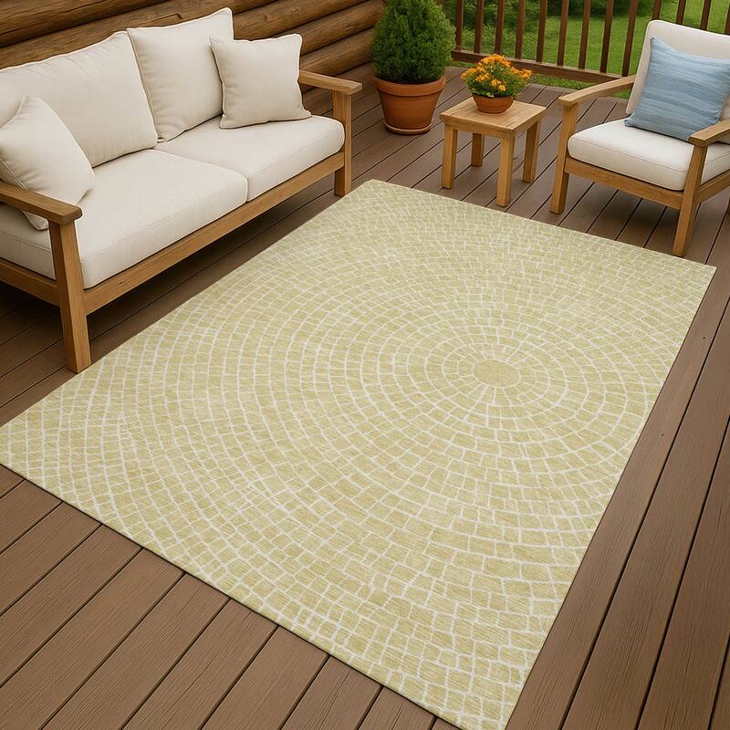 Machine Washable Indoor/ Outdoor Modern Gravity Chantille Rug - Wheat - 3' x 5'