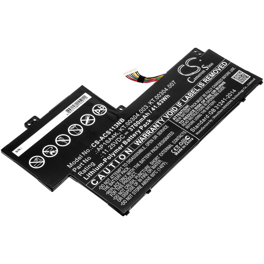 Battery for Acer Aspire One Cloudbook 11 Swift AP16A4K KT.00304.003 KT.00304.007 - Black