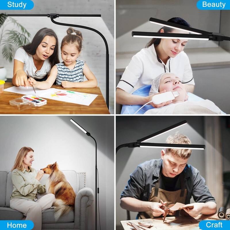 Floor Lamp, 15W/1800LM Bright LED Floor Lamp with Double Head