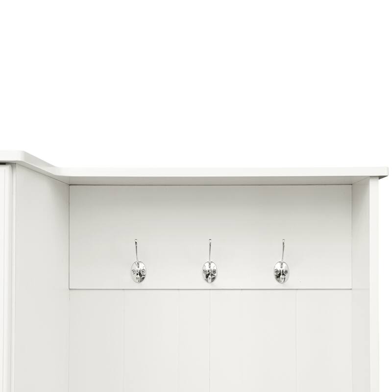 Entryway Hall Tree with Storage Bench, Adjustable Shelves & Hanging Hooks