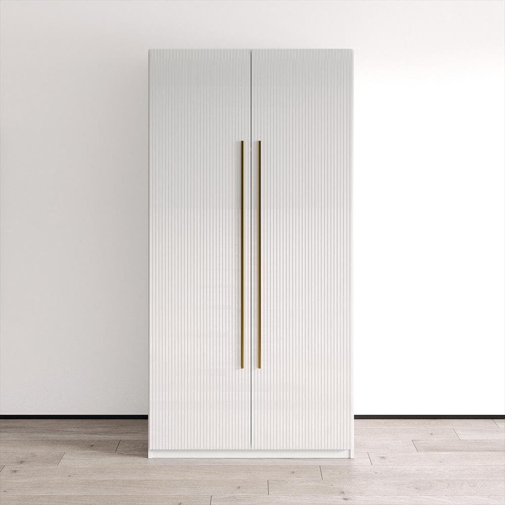 Meble Furniture Adeline 2D Wardrobe, High Gloss Fronts with Matte Body, European-Made, 39.4"W x 24.1"D x 78.9"H
